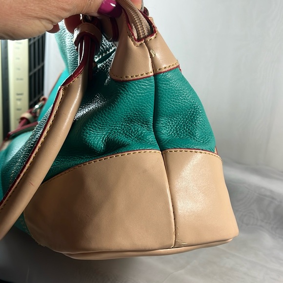 Tignanello Teal & Tan Leather Shoulder Bag - Picture 4 of 11